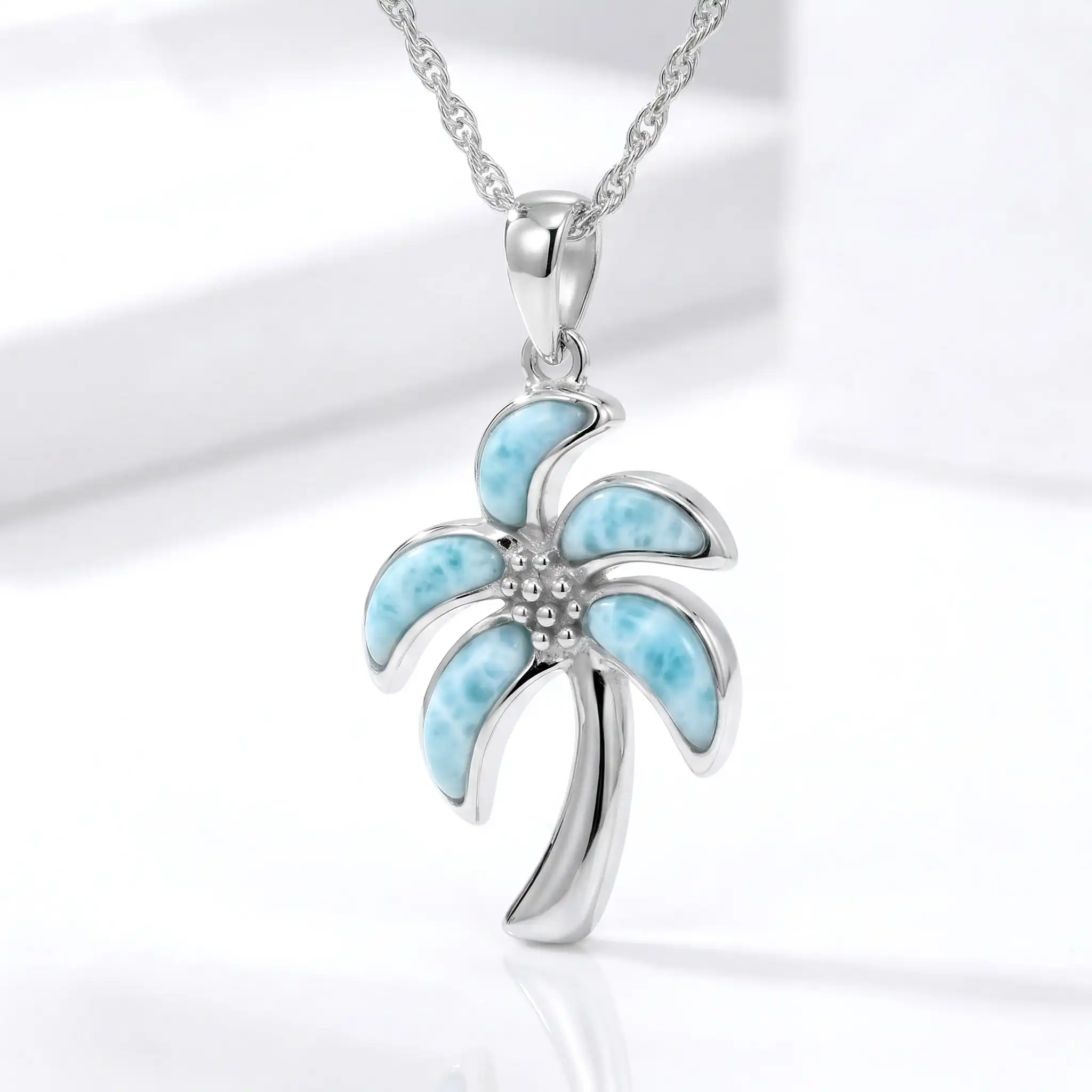 Silver Palm Tree with  larimar