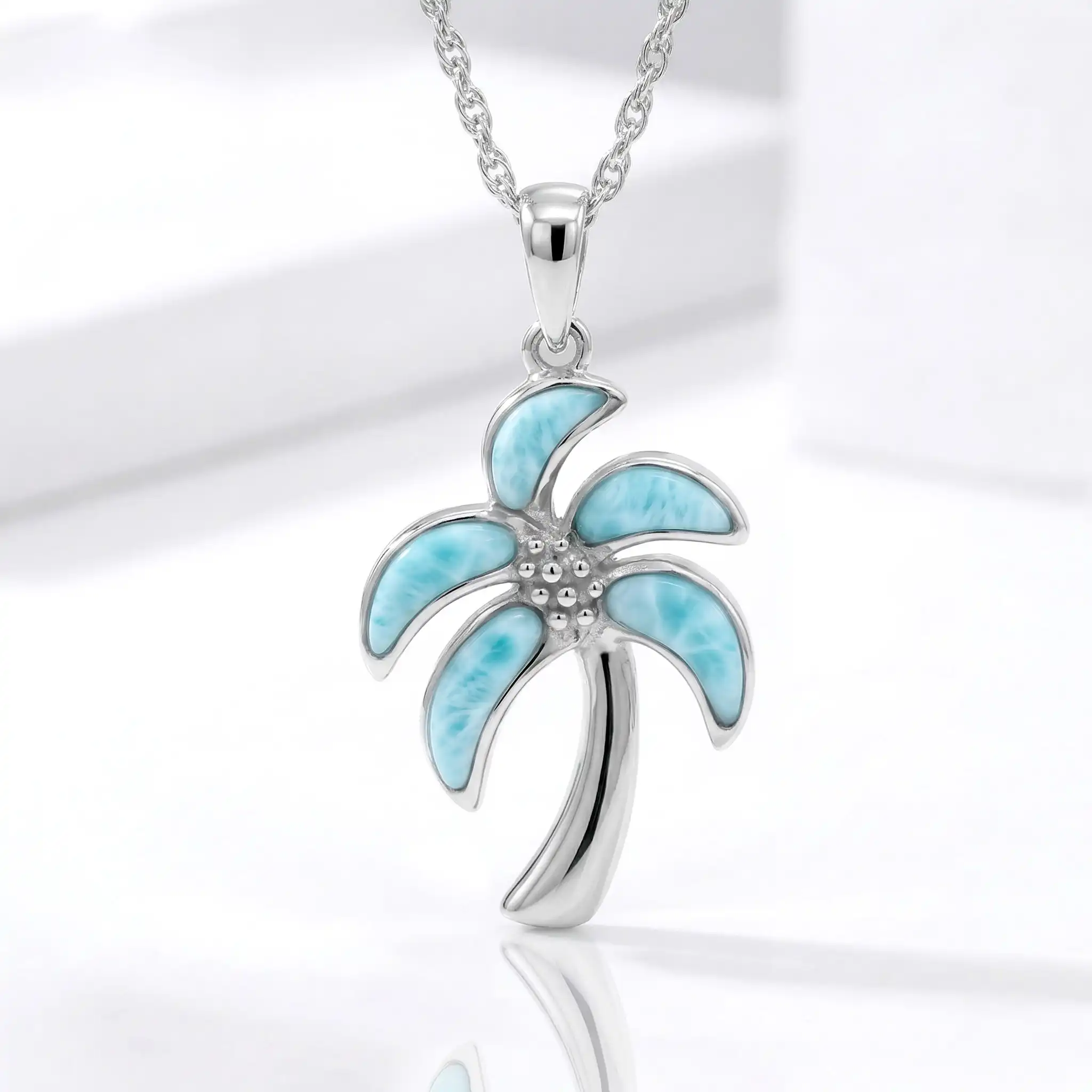 Silver Palm Tree with  larimar