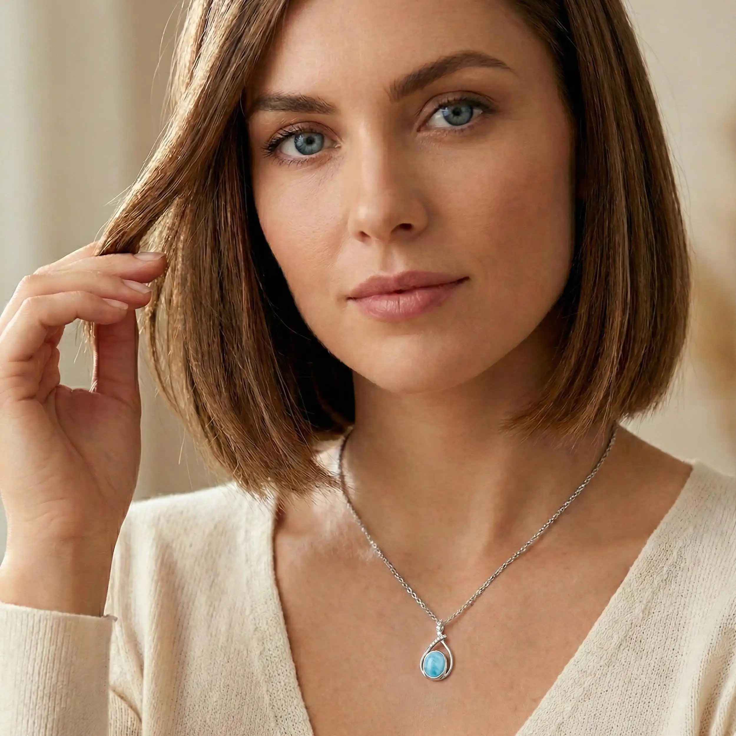 Jae Larimar Necklace in silver by Marahlago
