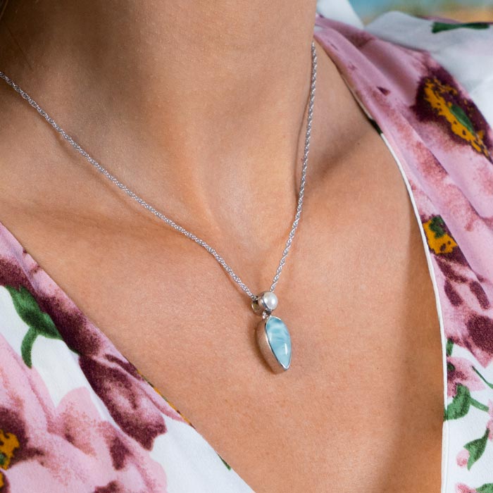 Pearl and Larimar Necklace