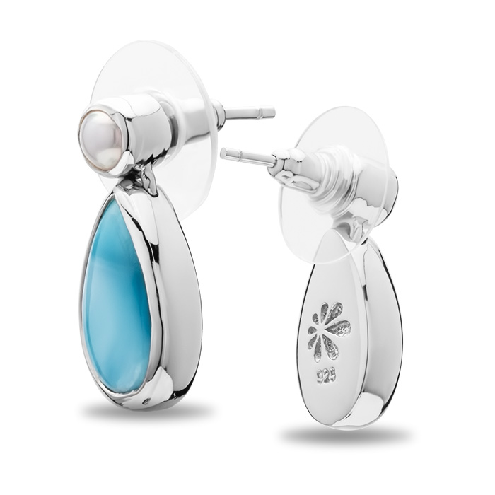 Pearl and Larimar Earrings