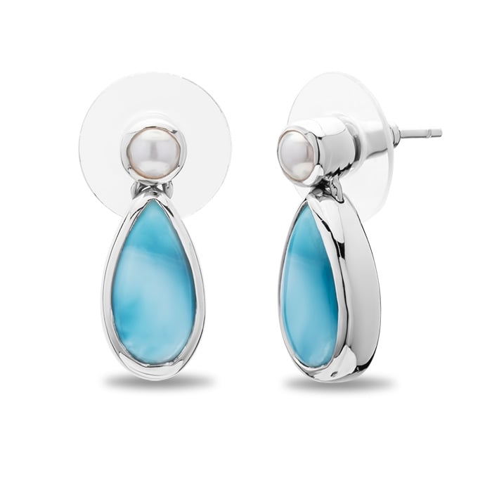 Pearl and Larimar Earrings