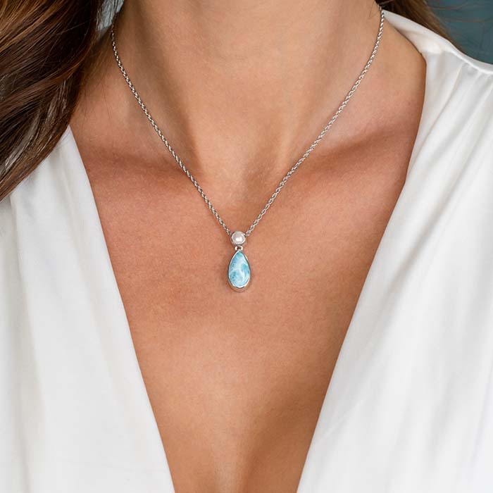 Pearl and Larimar Necklace 