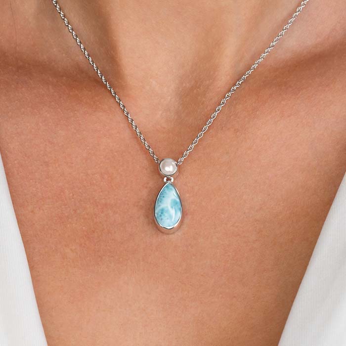 Pearl and Larimar Necklace 