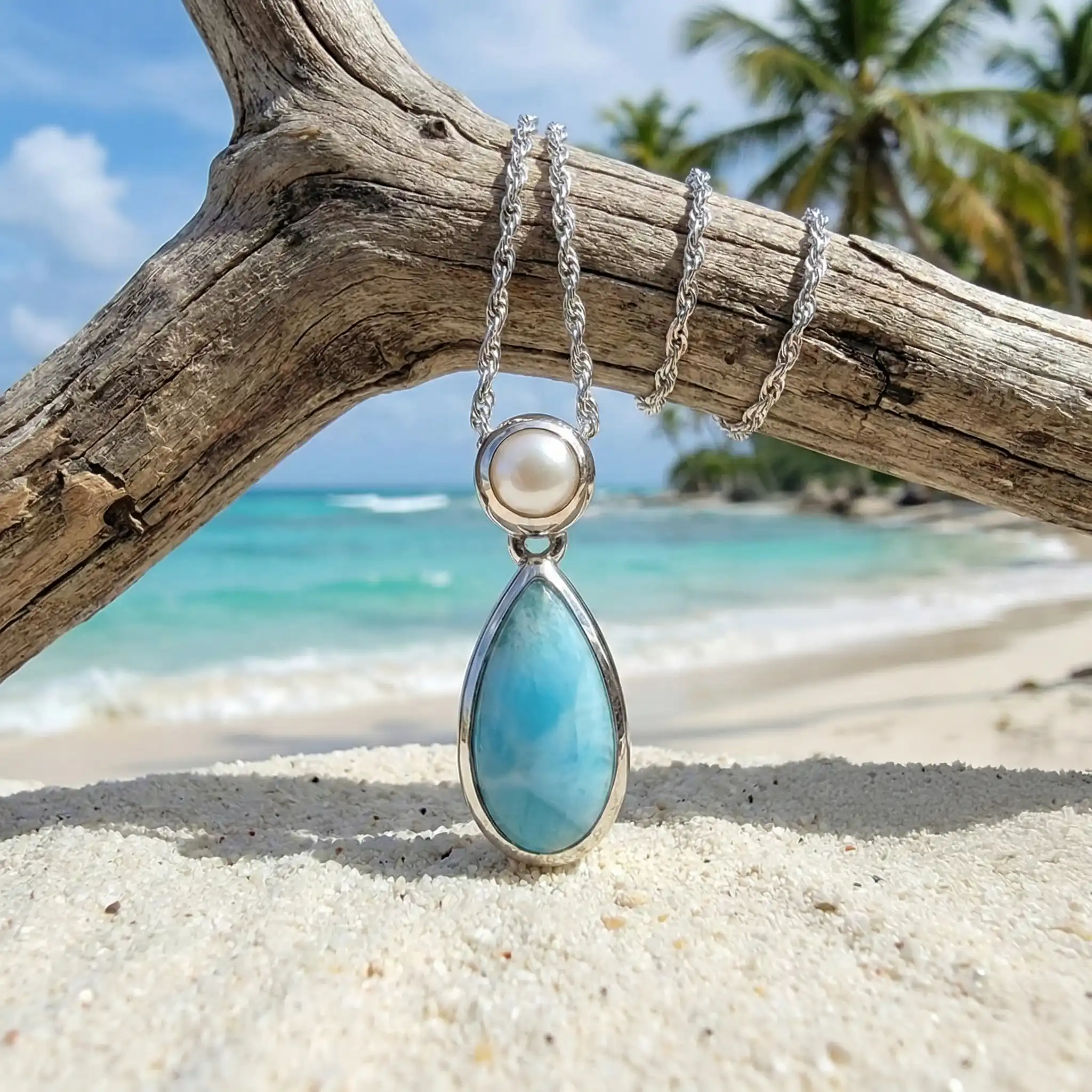 Pearl and Larimar Necklace 