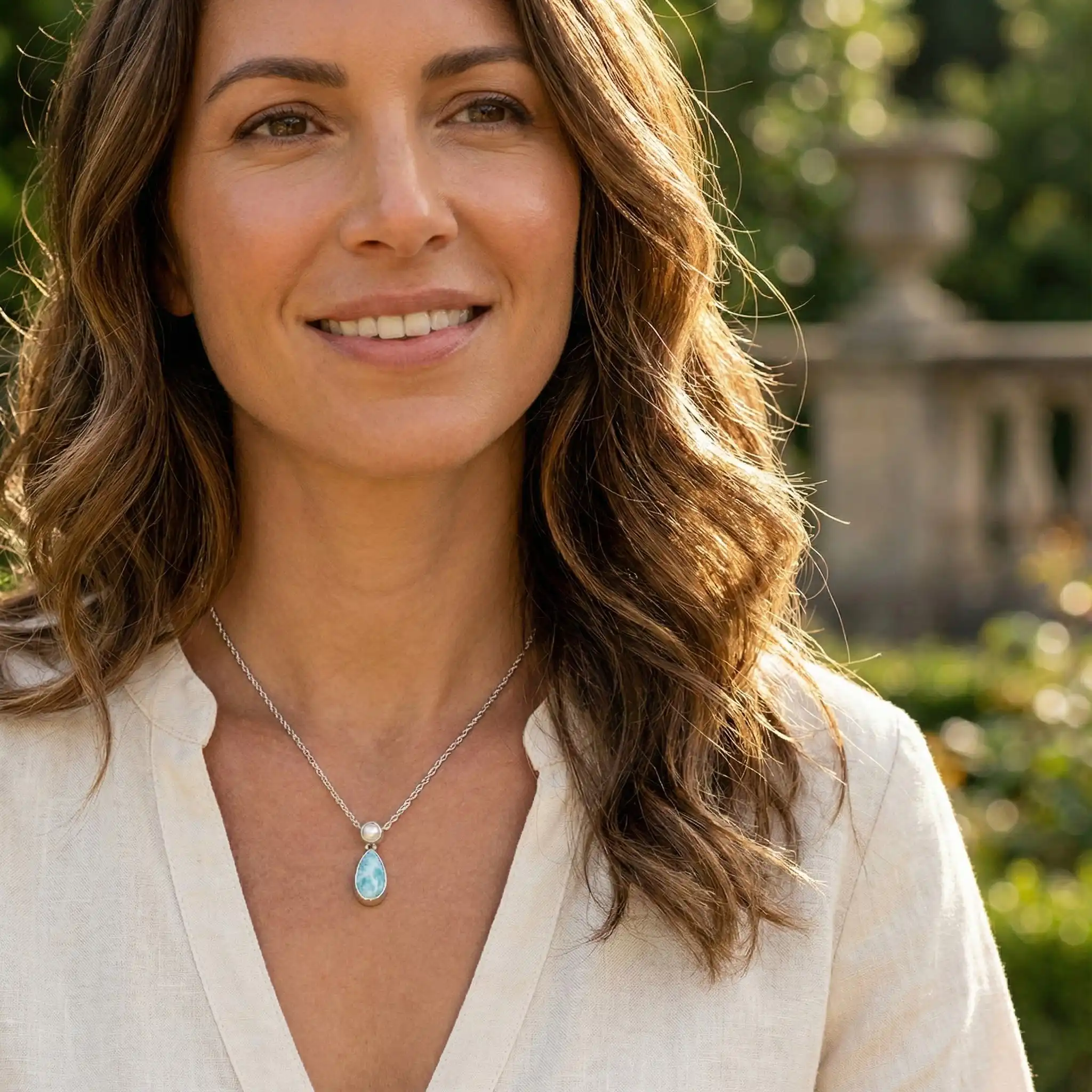 Pearl and Larimar Necklace 