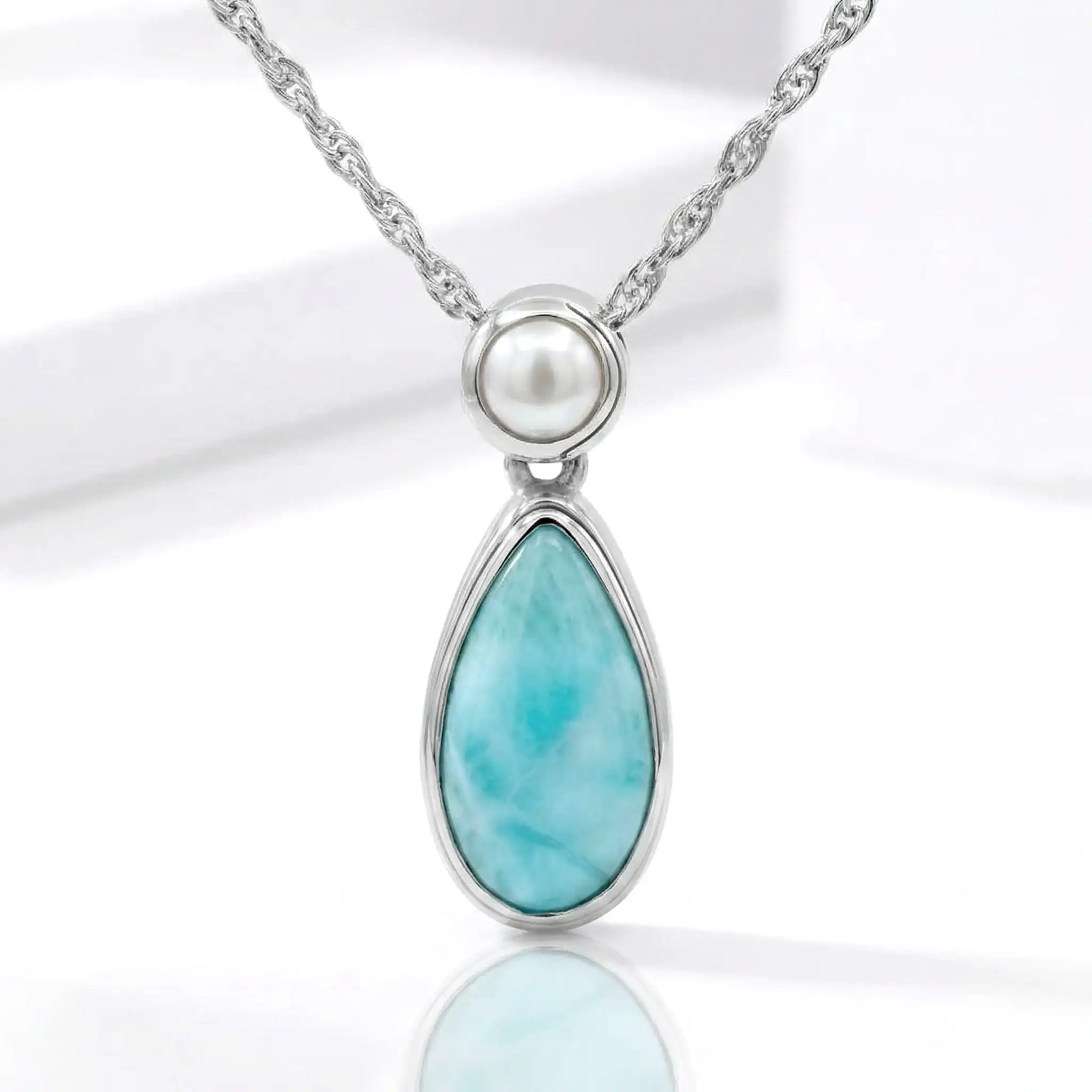Pearl and Larimar Necklace 