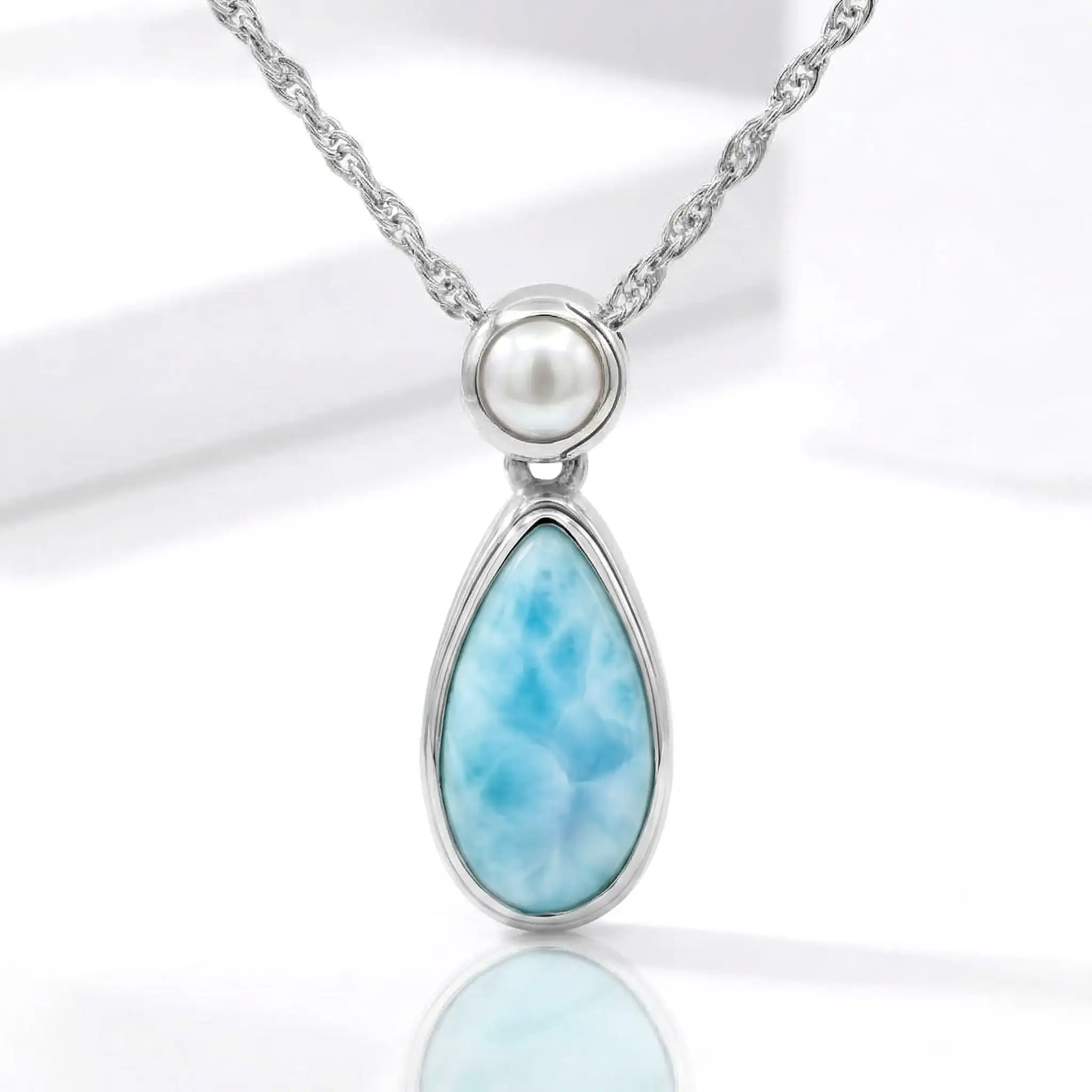 Pearl and Larimar Necklace 