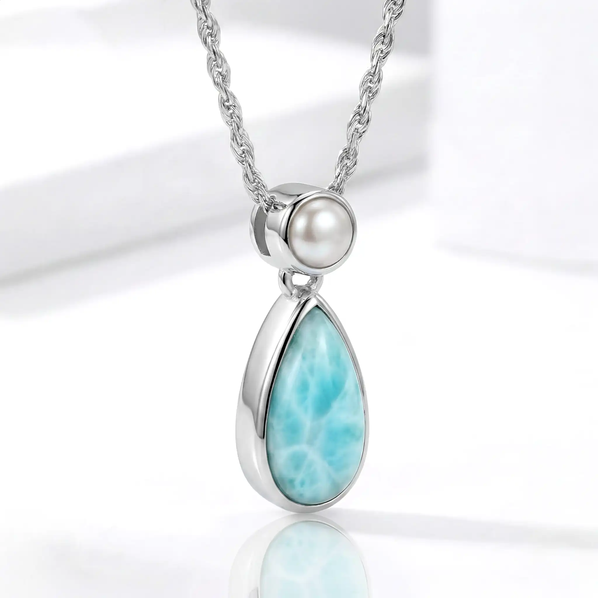 Pearl and Larimar Necklace 