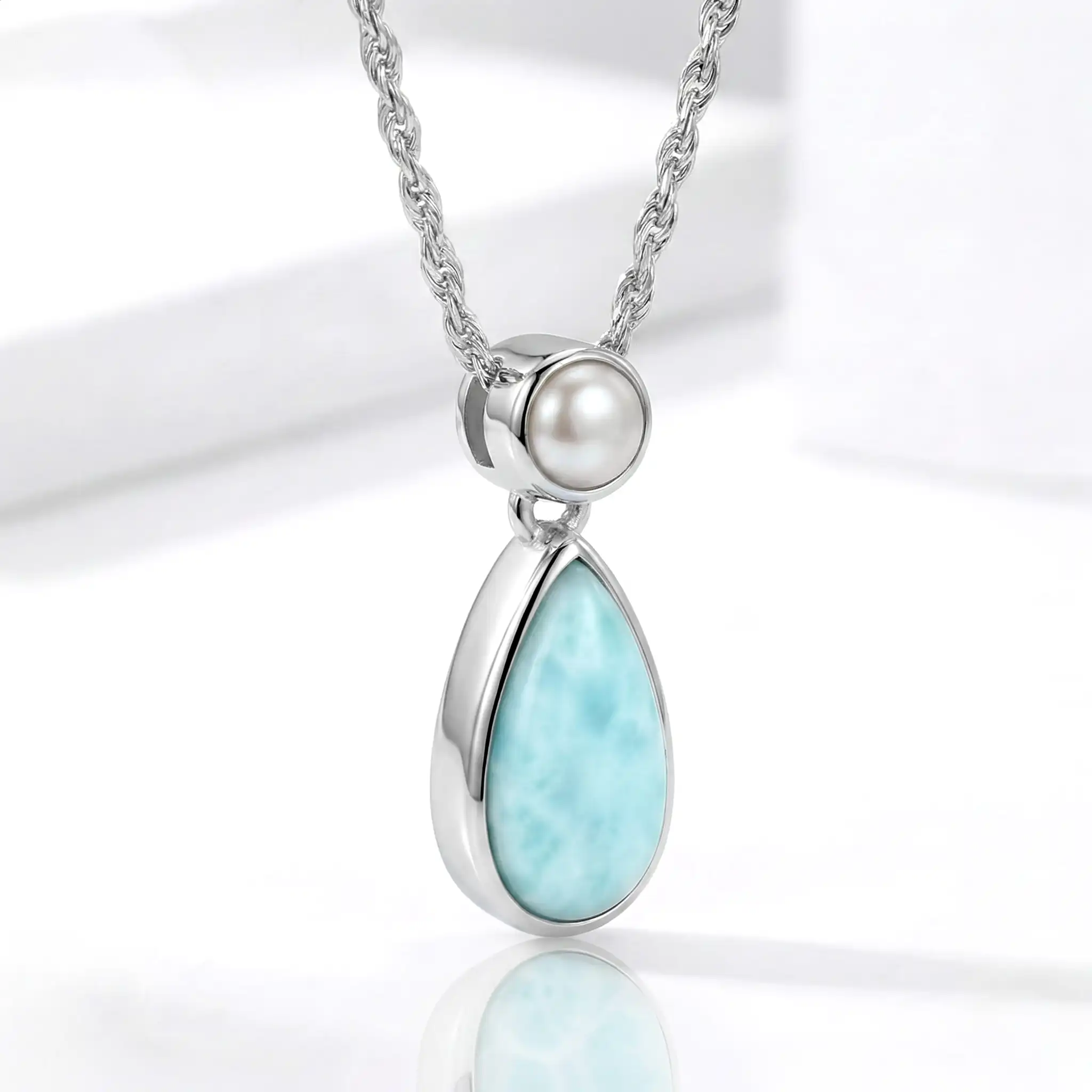 Pearl and Larimar Necklace 