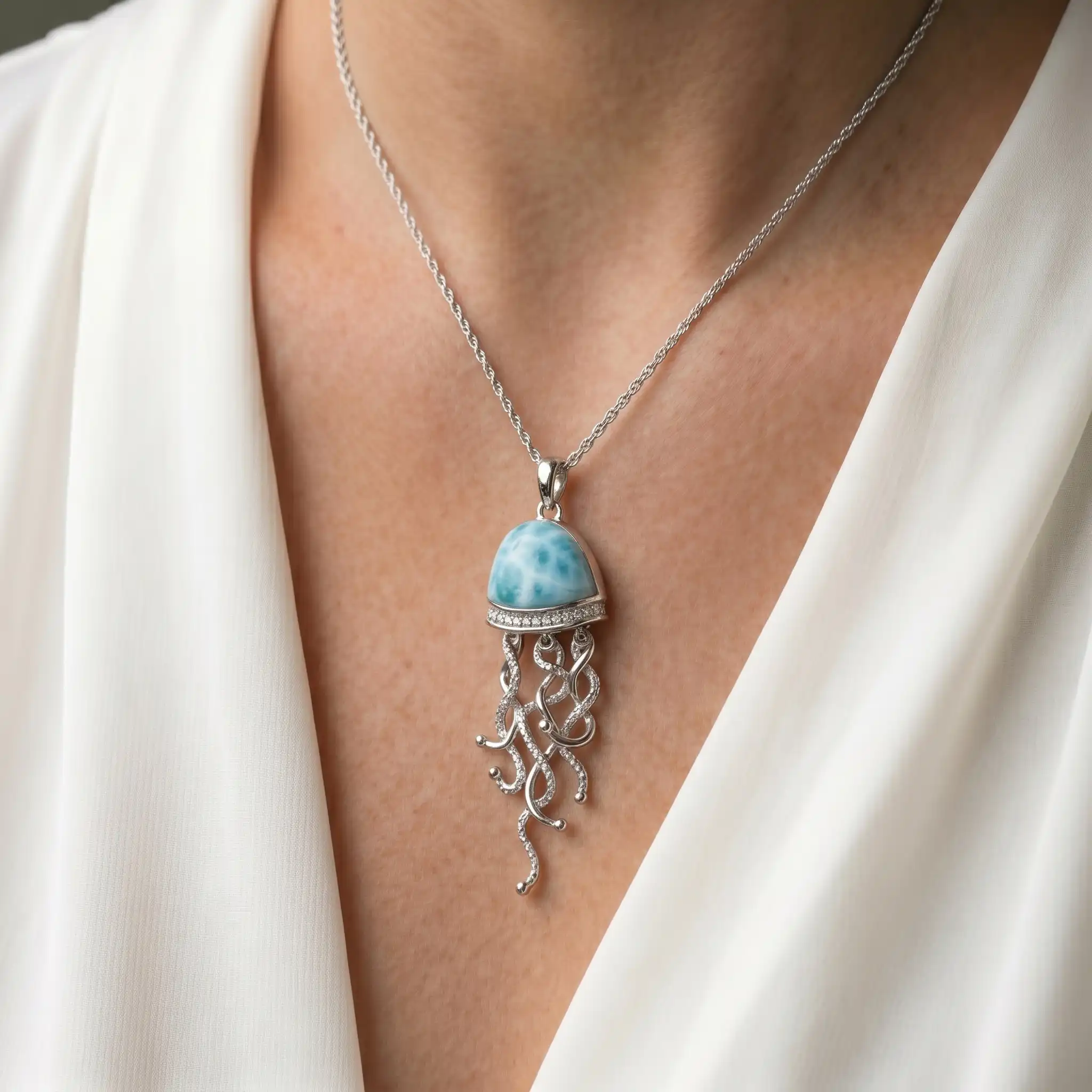 Jellyfish Necklace in sterling silver 