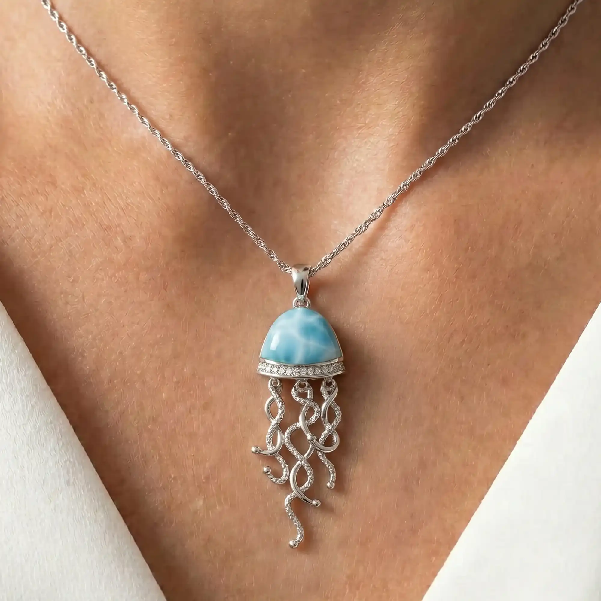 Jellyfish Necklace in sterling silver 