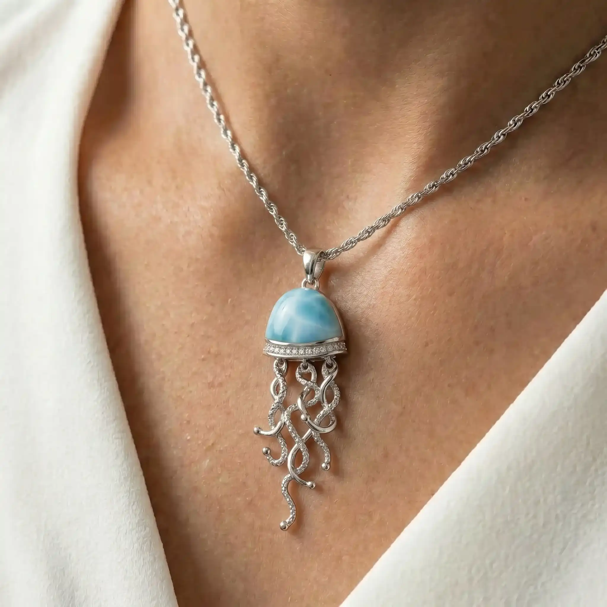 Jellyfish Necklace in sterling silver 