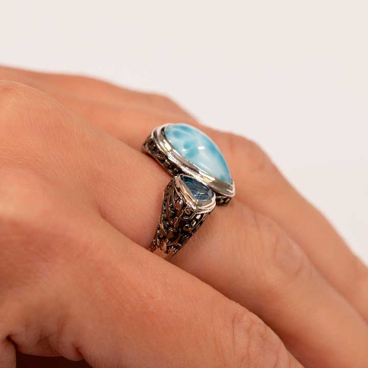 Vintage Ring in sterling silver with larimar by marahlago 