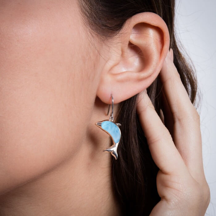 Dolphin Larimar Earrings model