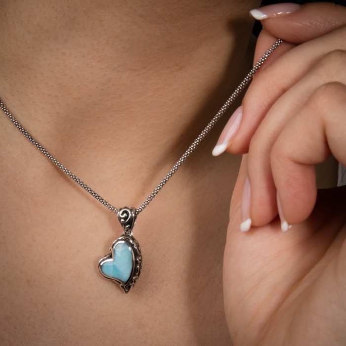 marahlago larimar Sirena Heart Larimar Necklace jewelry
