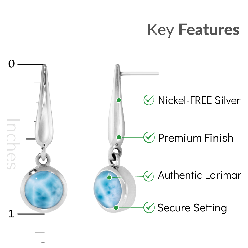 Drop Earrings in sterling silver with larimar Liquido collection by Marahlago 