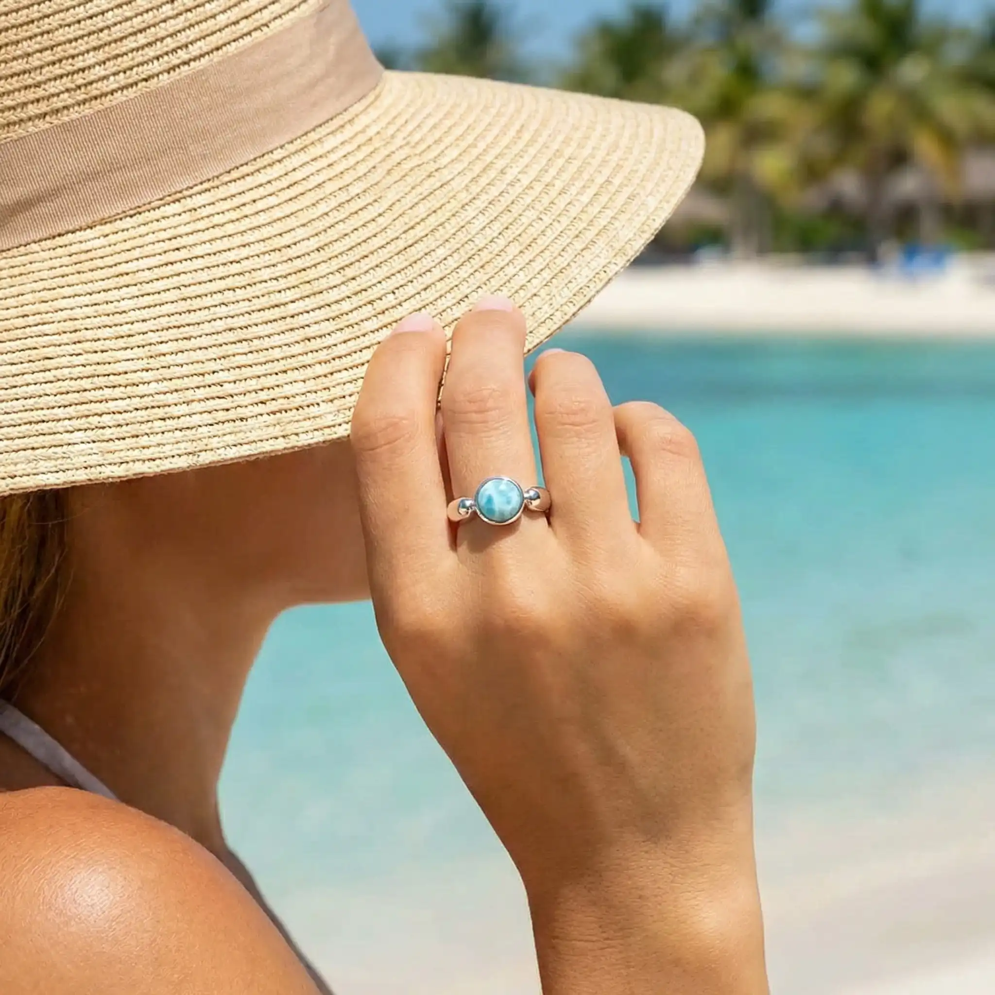 Solitaire Ring in sterling silver by Marahlago larimar