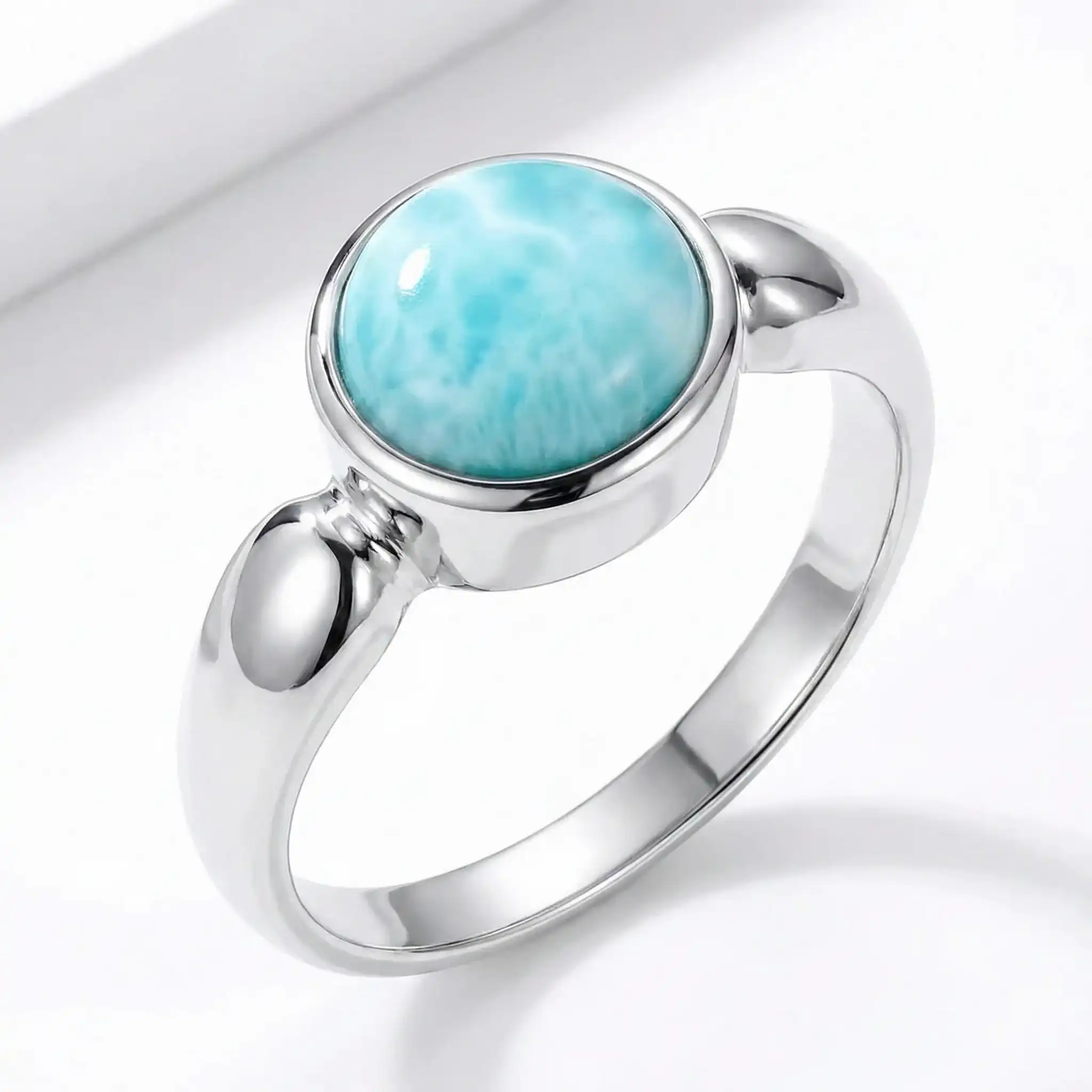 Solitaire Ring in sterling silver with larimar stones by Marahlago 