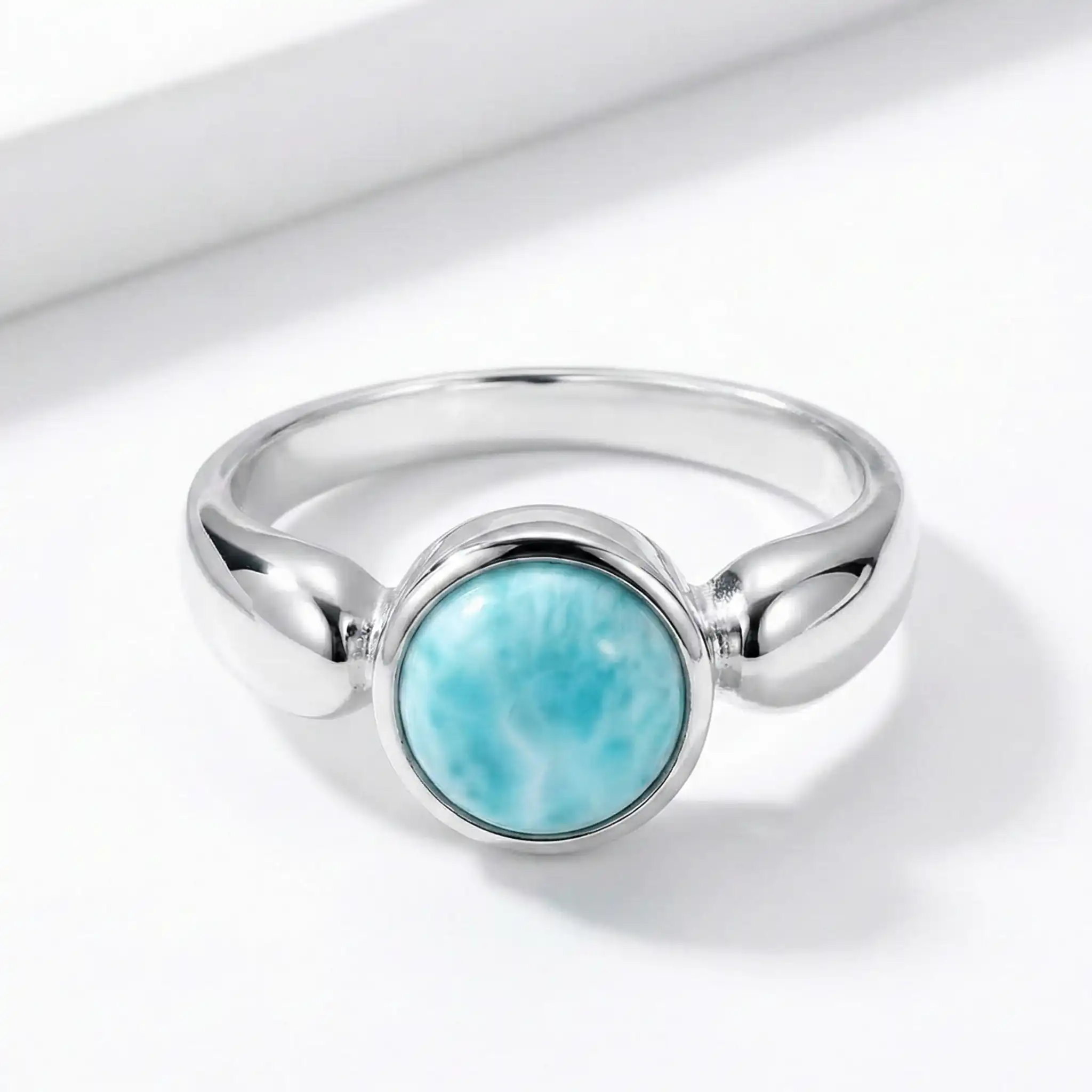 Solitaire Ring in sterling silver with larimar stones by Marahlago 