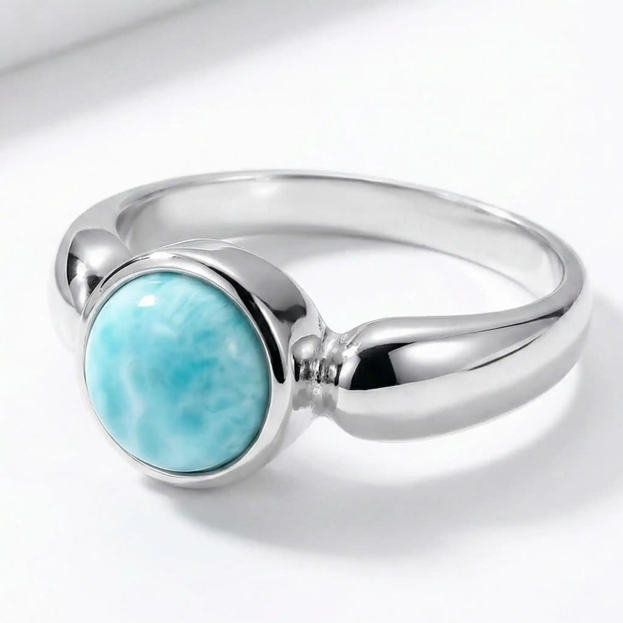 Solitaire Ring in sterling silver with larimar stones by Marahlago 