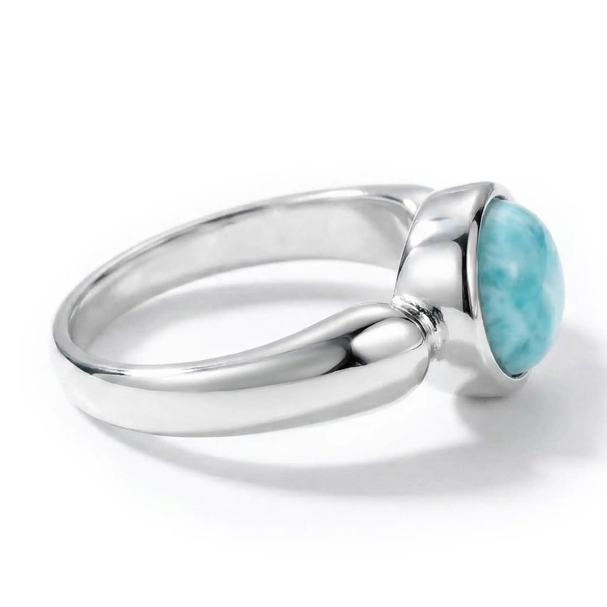 Solitaire Ring in sterling silver with larimar stones by Marahlago 