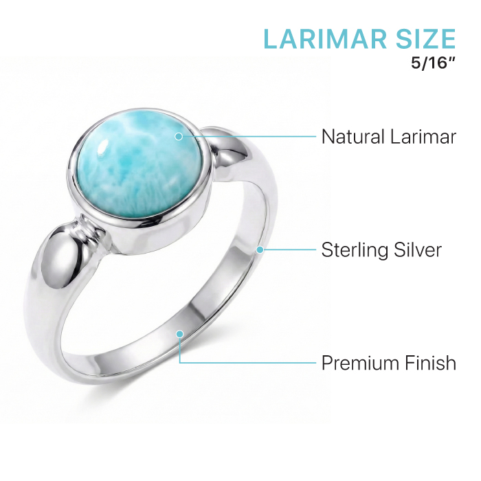 Solitaire Ring in sterling silver with larimar stones by Marahlago 