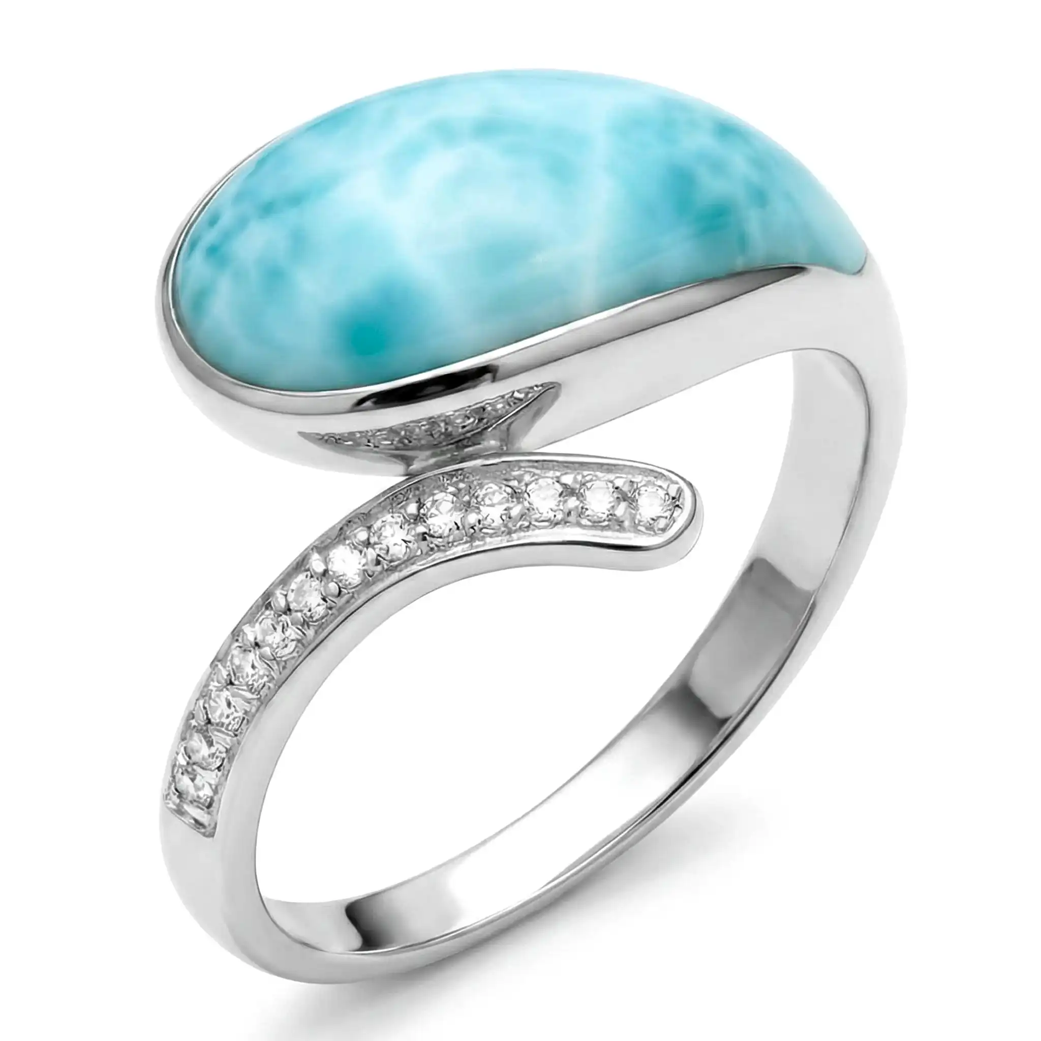 Modern ring in Sterling silver and larimar by marahlago
