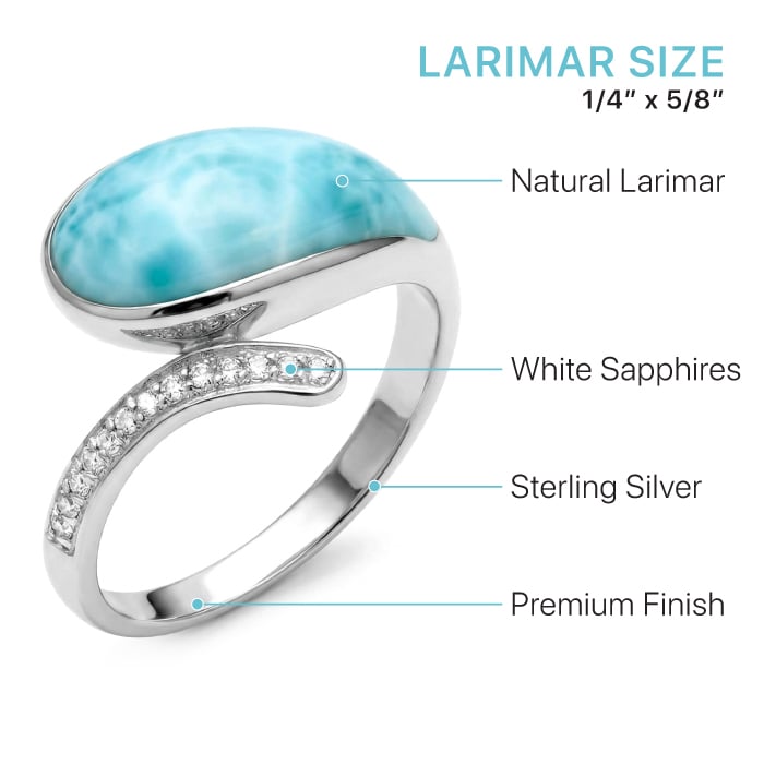 Modern ring in Sterling silver and larimar by marahlago
