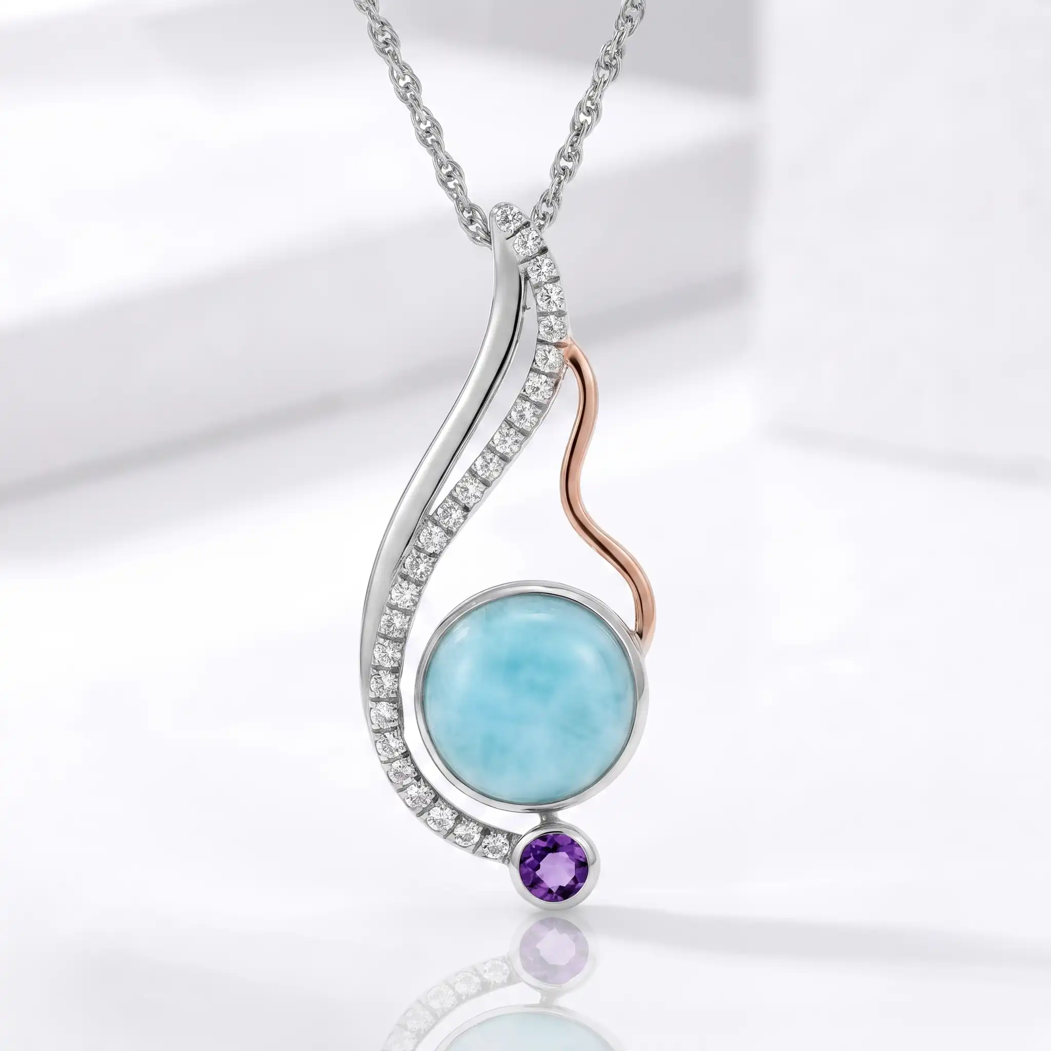 Larimar Necklace with Amethyst