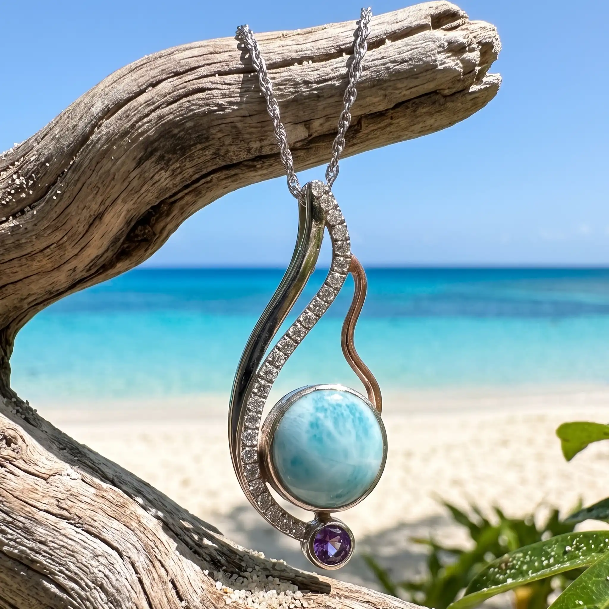 Larimar Necklace with Amethyst