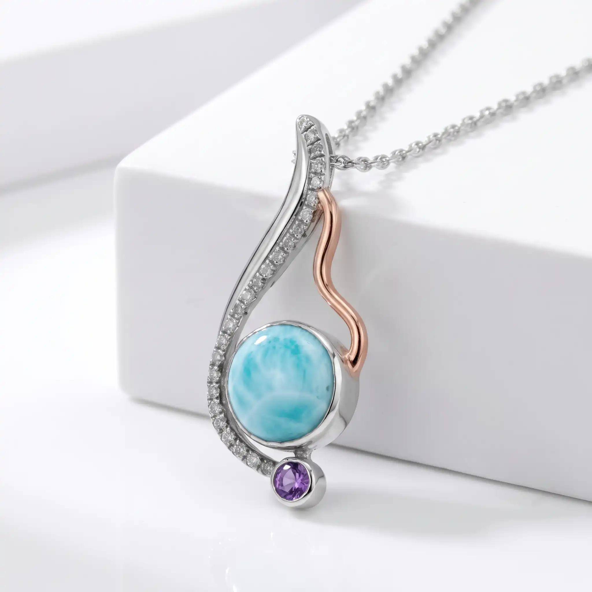 Larimar Necklace with Amethyst