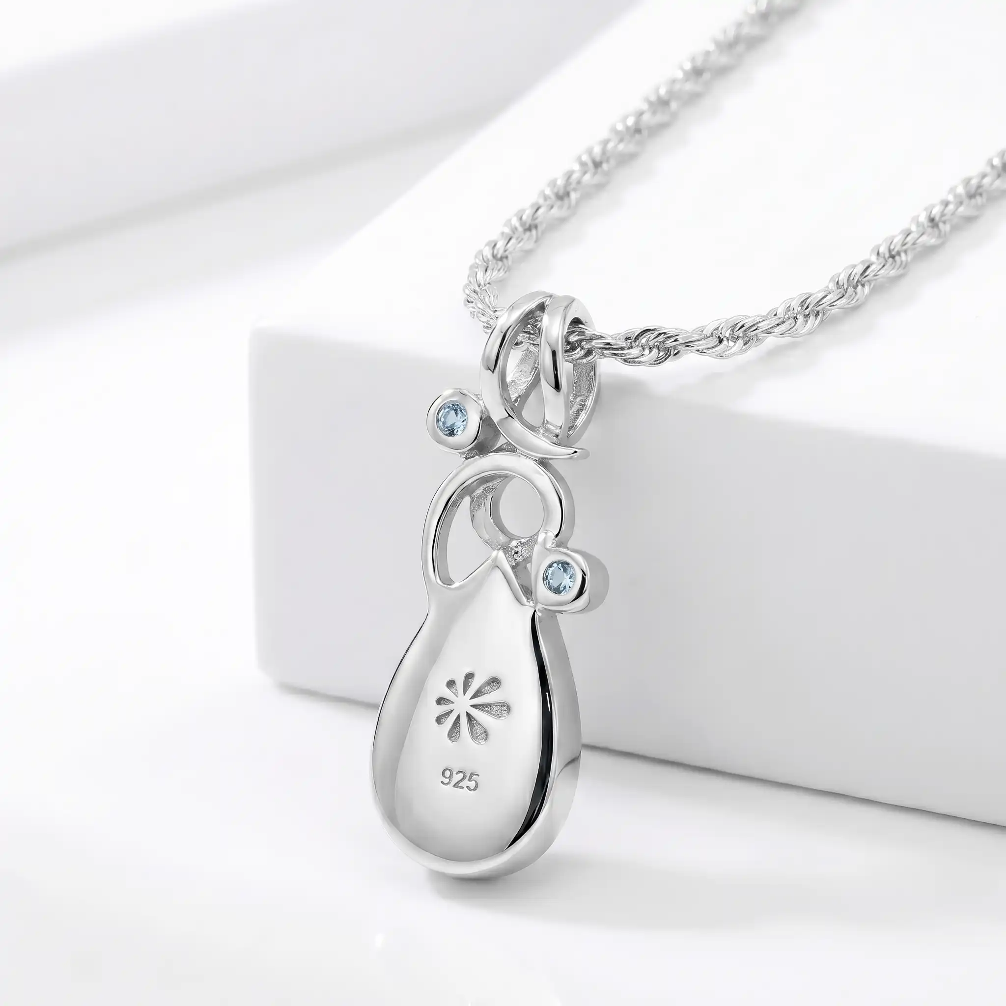Larimar Sterling Silver Lyric Pendant Necklace Marahlago Jewelry pear Gemstone Blue Spinel 