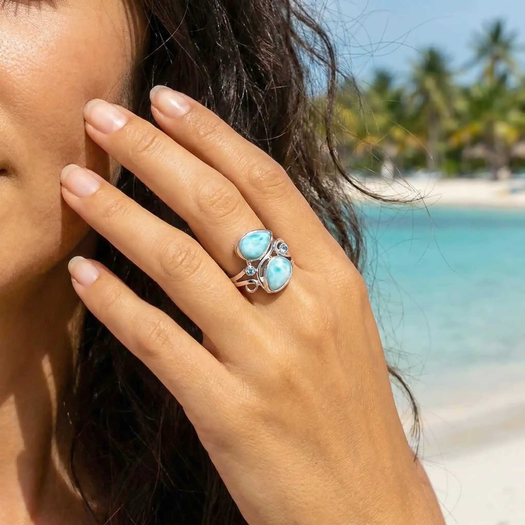 Lyric ring in sterling silver with larimar by marahlago