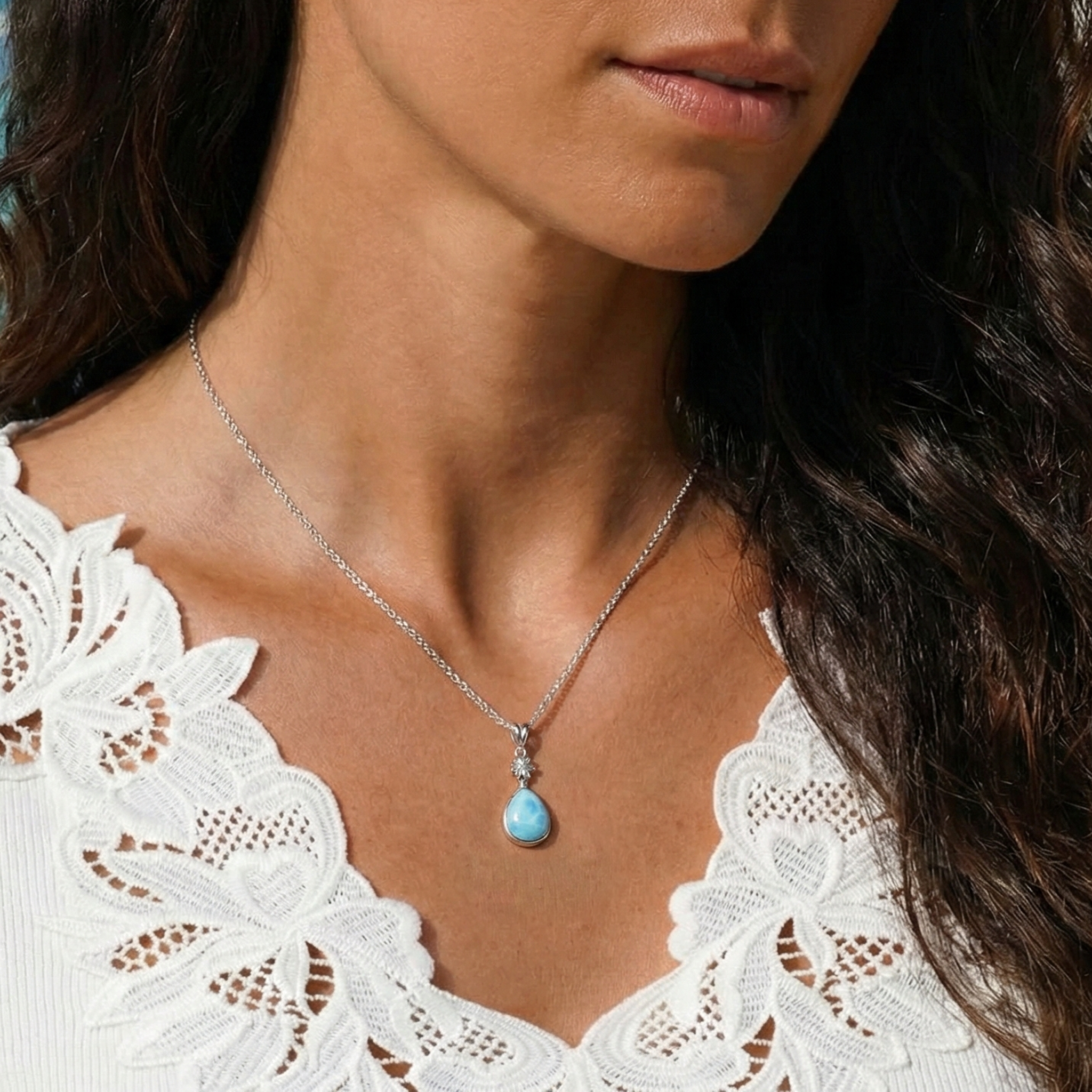 Larimar Necklace | ML Logo | Marahlago Fine Jewelry