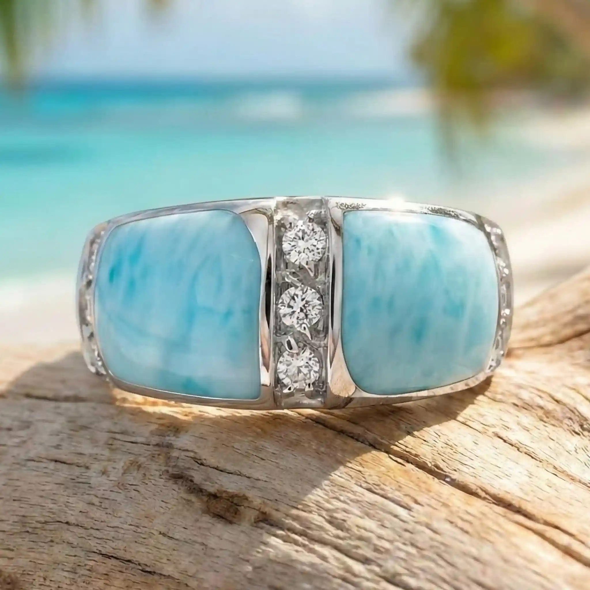 Larimar Sterling Silver Inlay Ring by Marahlago