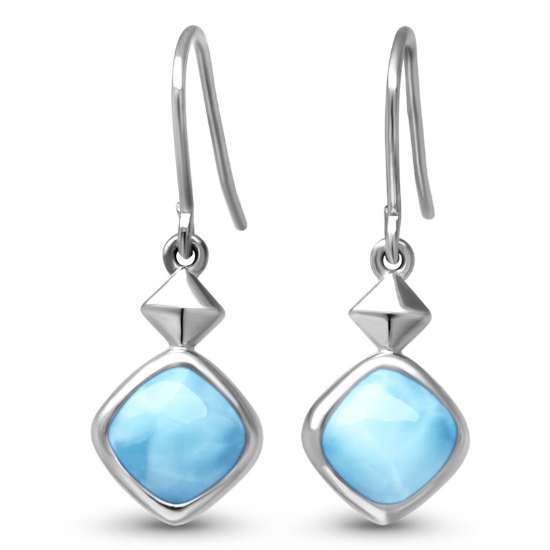 Larimar Sterling Silver Maya Wire Earrings Marahlago Jewelry square Gemstone