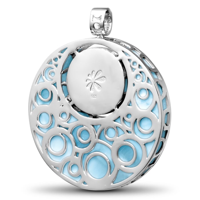 Medallion Necklace in sterling silver with larimar