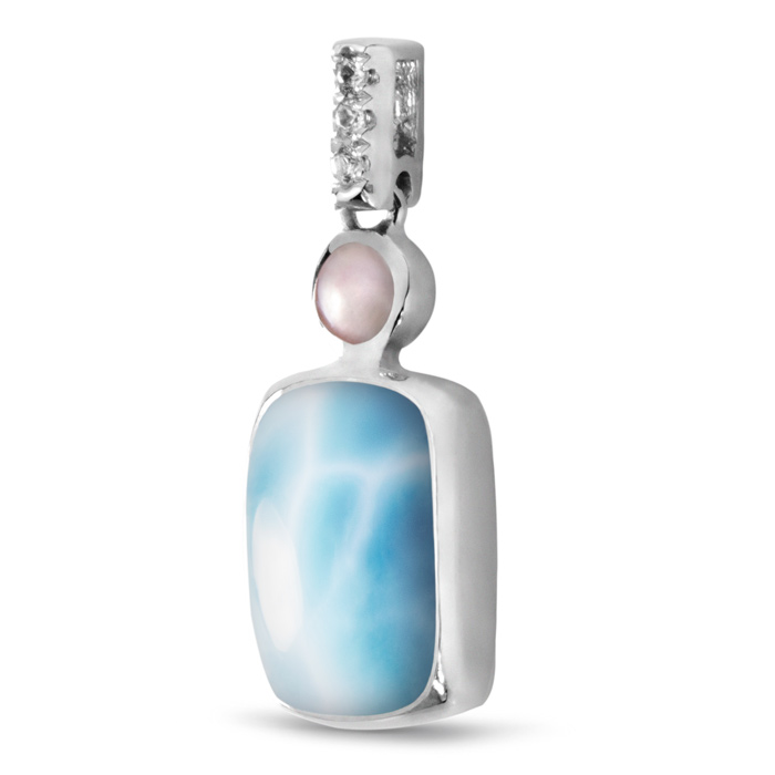 Women's Pearl Necklace  with larimar