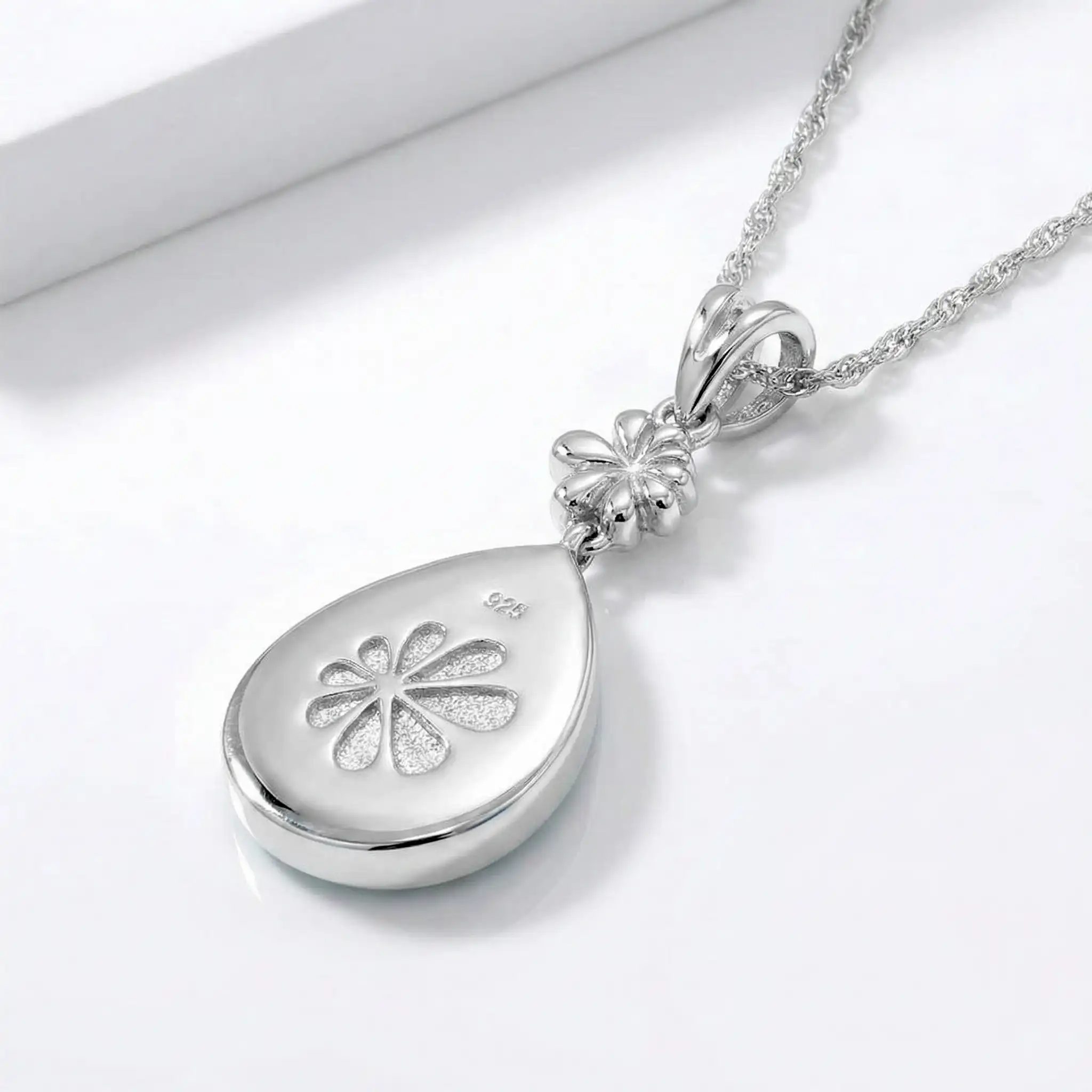 Larimar Sterling Silver ML Logo Pendant Necklace Marahlago Jewelry pear Gemstone 