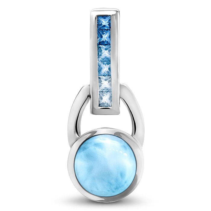 Aqua Necklace in sterling silver with Larimar and blue topaz by marahlago