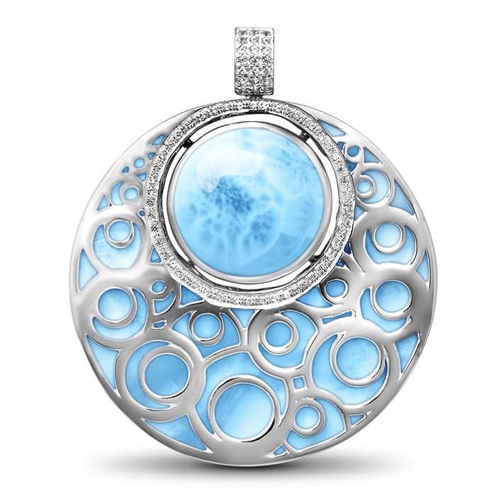 Medallion Necklace in sterling silver with larimar