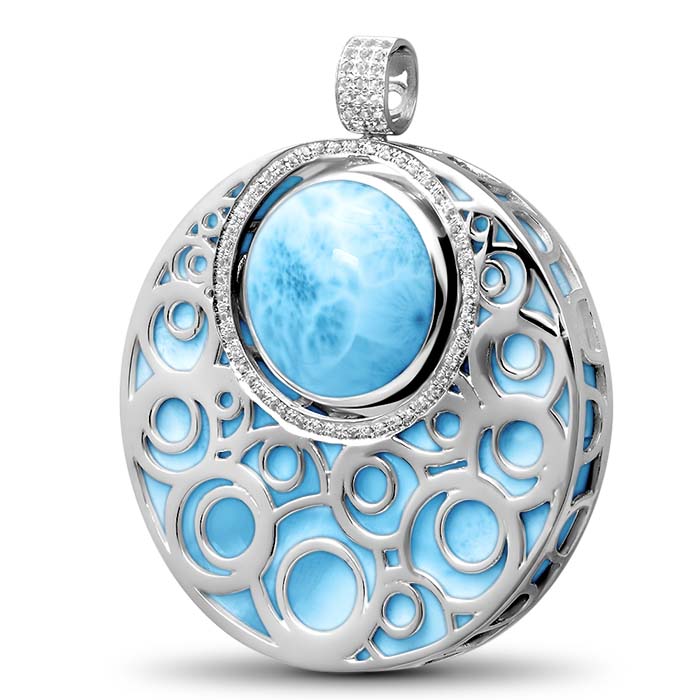 Medallion Necklace in sterling silver with larimar