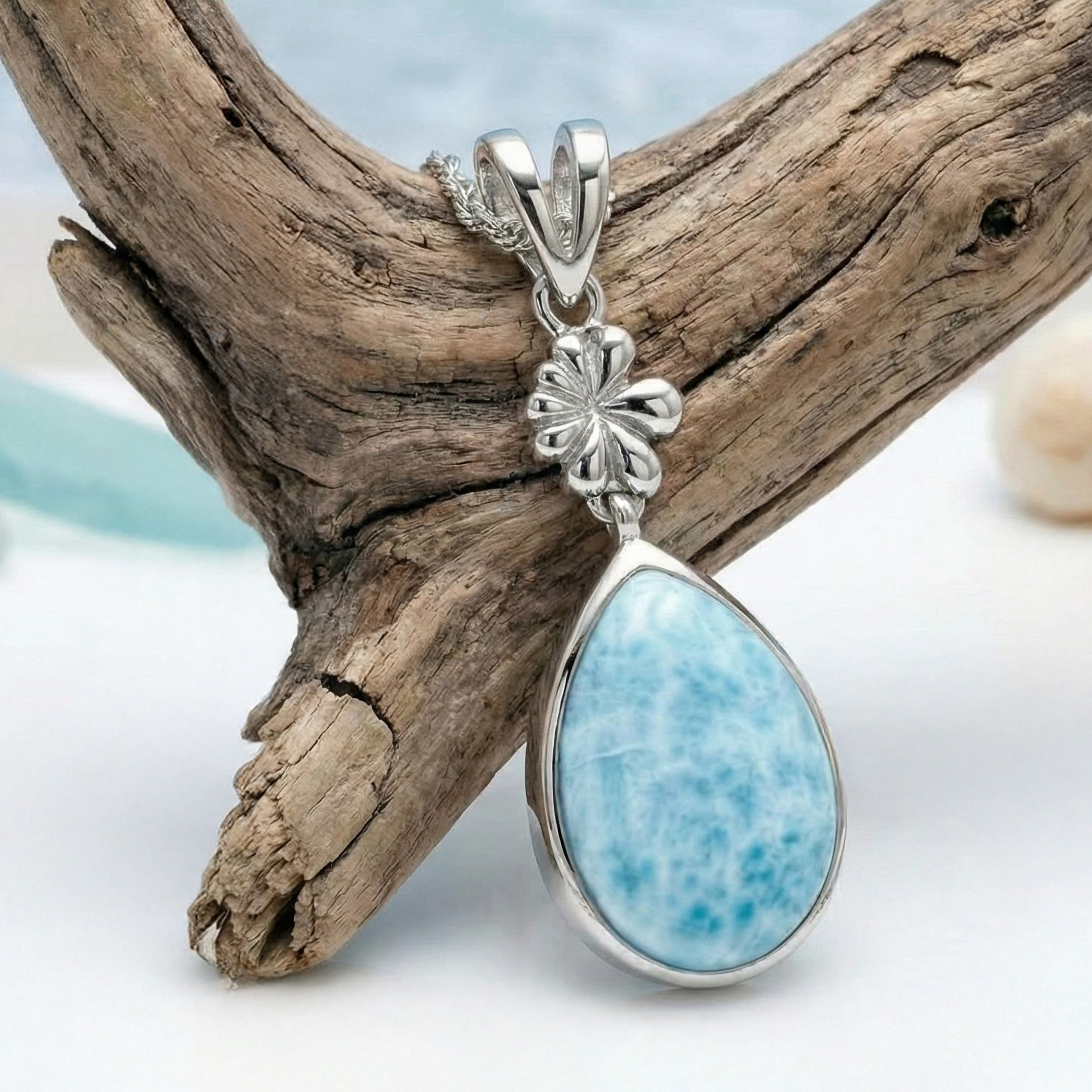 Larimar Necklace | ML Logo | Marahlago Fine Jewelry