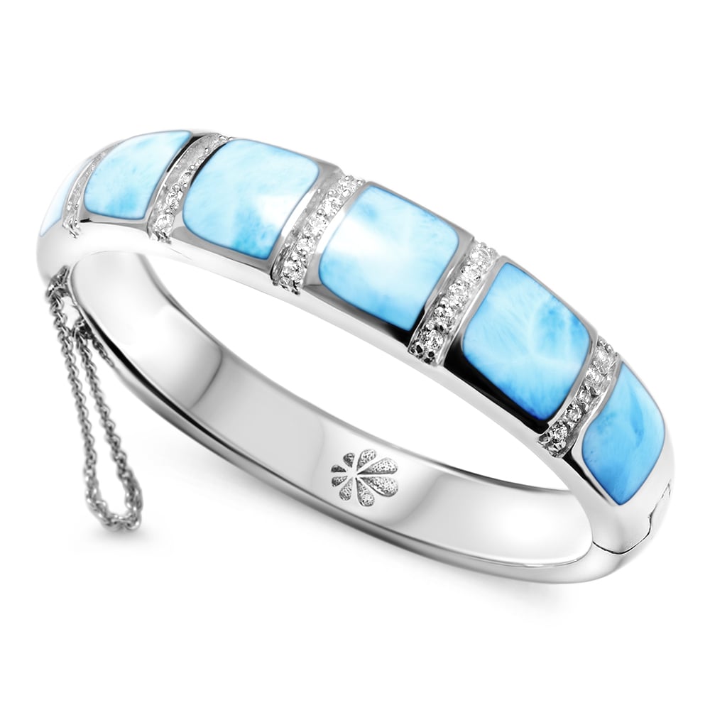 Crossover ring in Sterling silver with larimar