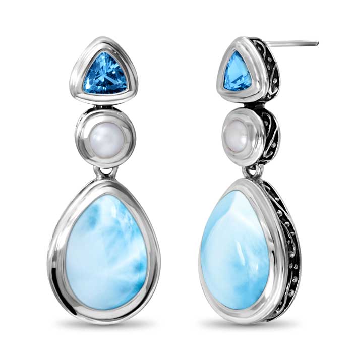 Vintage Earrings in sterling silver and larimar by marahlago