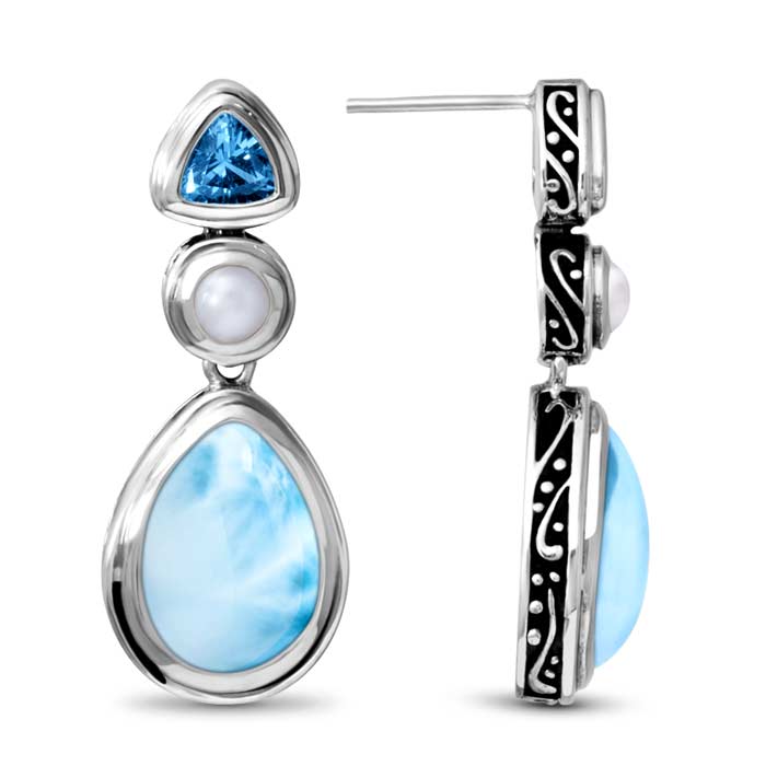 Vintage Earrings in sterling silver and larimar by marahlago