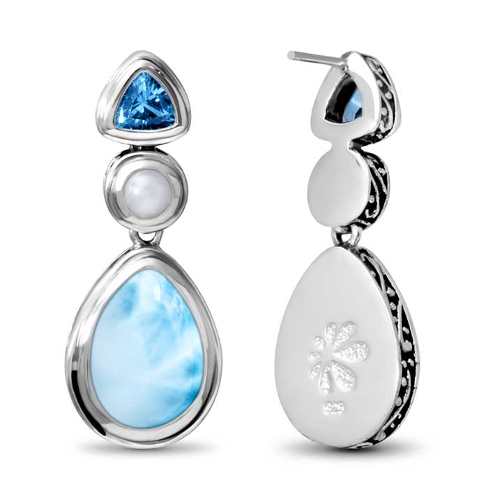 marahlago larimar Azure Pear Larimar Earrings jewelry
