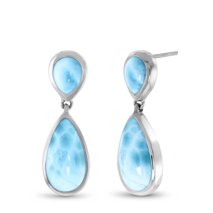 Pear Earrings in silver and larimar by marahlago Jewelry