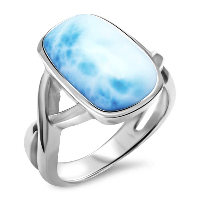 Rectangle Ring larimar and sterling silver
